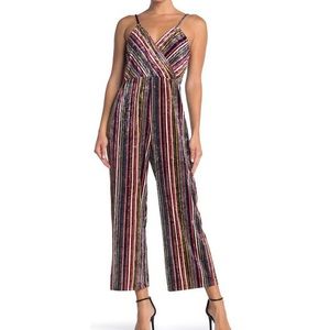 Hiatus striped velvet jumpsuit
